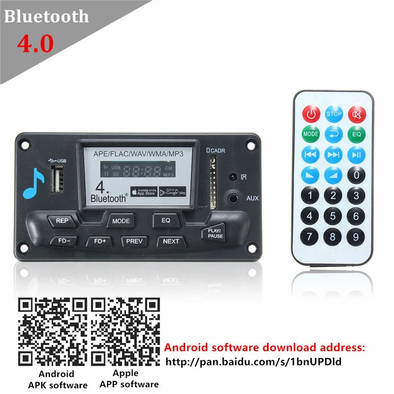 LEORY беспроводной Автомобильный MP3 декодер плата bluetooth 4,0 аудио модуль APE FLAC MP3 WMA DAE аудио AUX U диск SD карта радио приложение управление