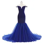 Женское вечернее платье с юбкой-годе, темно-синее бархатное платье с V-образным вырезом, расшитое бисером