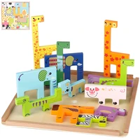 montessori educational wooden toys for children animal 3d puzzle toys wood stacking game toys for kids 2 to 4 years old gifts