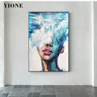 Синий океанская морская волна женские холст Современная Абстрактная живопись маслом портрет в искусстве принты постер на стену для Спальня Гостиная