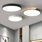 Светодиодный потолочный светильник для гостиной, спальни, светодиодный потолочный светильник, светильник для фойе, черный, белый светодиодный светильник, Круглый Деревянный светильник, поверхностное крепление