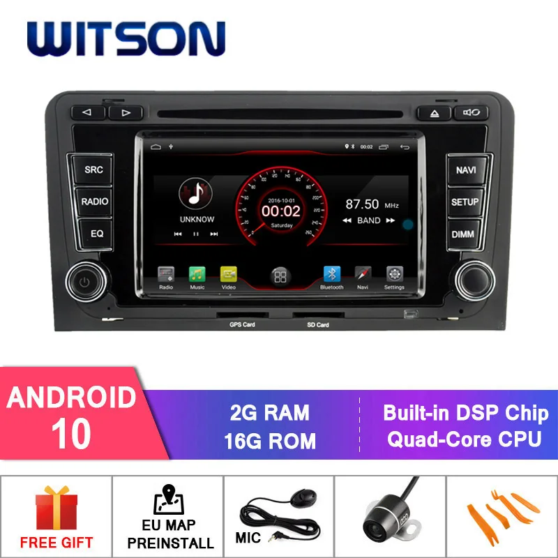 Автомобильный dvd плеер WITSON Android 10 для AUDI A3 автомобильный DVD GPS радио 2 Гб ОЗУ 16 ПЗУ