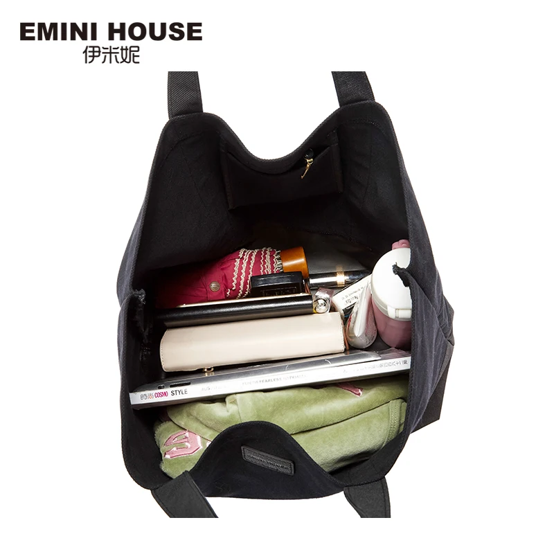 EMINI HOUSE Холщовая Сумка-тоут вместительная Повседневная сумка для покупок женские