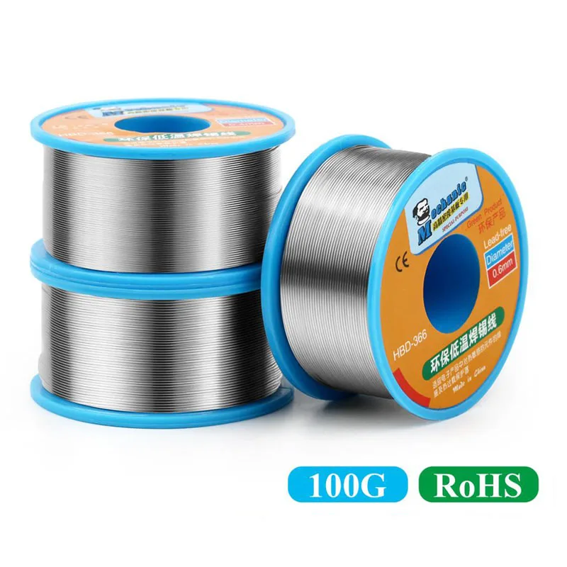 

0.3/0.4/0.5/0.6/0.8mm Rosin Core Lead-Free Solder Wire 210℃ Melting Point Welding Flux 1.0-3.0% Iron Cable Reel BGA Repair Tool