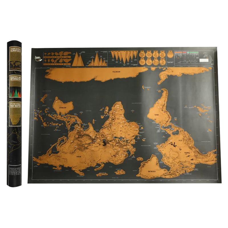 Новые роскошные черные царапины от карты мира 82 5x59 4 см черная карта царапин с