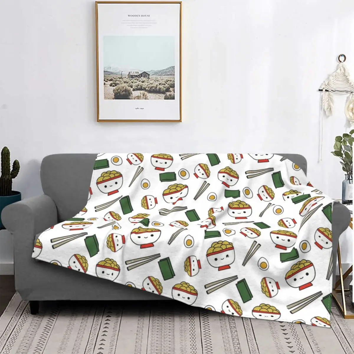 

Kawaii Ramen Pattern Blanket Noodle Food Plush Thick SuperSoft Flannel Fleece Throw Blanket For Sofa Bedspread Quilt Picnic Gift