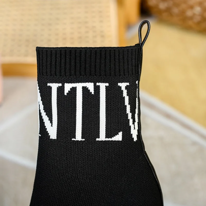 

ZVQ Woman Sock Boots Autumn Winter New Style Fashion Brand High Heels Booties Breathable Pointed Toe Office Ladies Ankle Boots