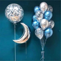 16pcsset transparent confetti balloon moon foil balloon metallic blue helium balloon baby shower kids birthday party decor gift