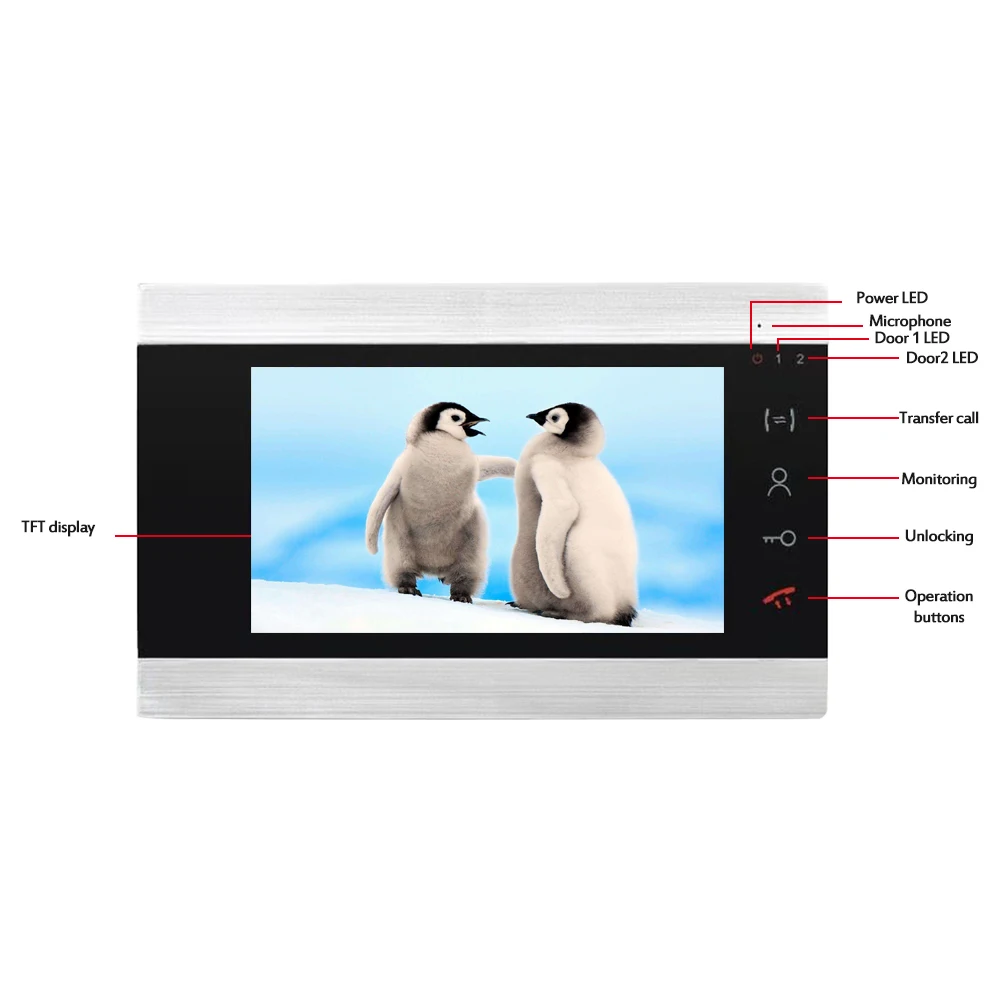 【Wide Angle】Homefong Wired Video Door Phone System Visual Intercom 7 Inch Monitor 130 Degree Doorbell with Camera Motion |