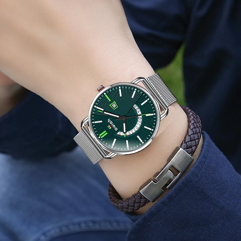 Часы наручные SWISH Мужские кварцевые брендовые Роскошные креативные ультратонкие