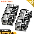 Absonic 3610PK для ленты для этикеток Casio XR6WE XR9WE XR12WE 6912 мм, черного и белого цветов, строительная этикетка KL120 KL60
