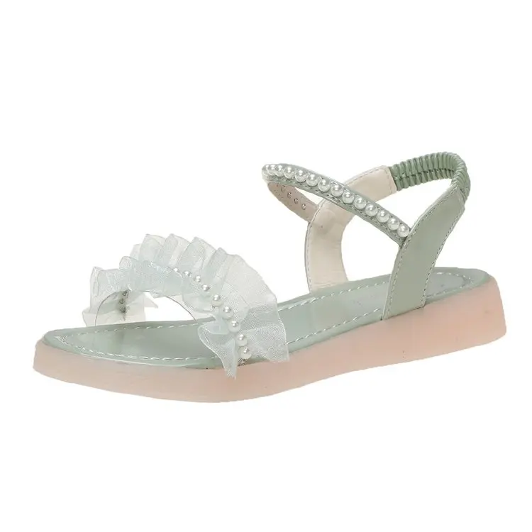 

Fashion Womens Shoes 2021 All-Match Flat Sandals Suit Female Beige Summer Heels Luxury Comfort Without Pearl Elastic Band Low B