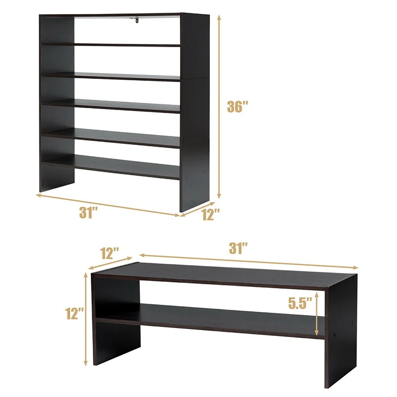 

3 Pcs Stackable Design Shoe Rack Horizontal Organizer 2-tier Storage Shelf Premium Sturdy MDF Materials Living Room Storage Rack