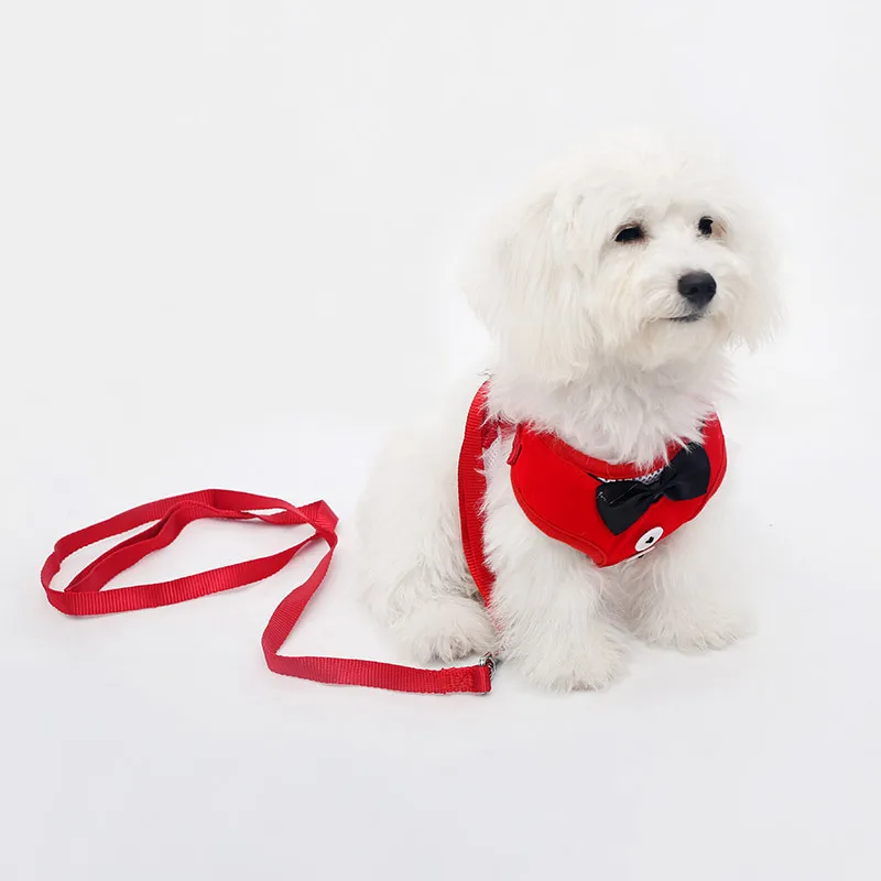 

Cute Bow Tie Dog Cat Harness And Leash Safety Vest Harnesses For Small Medium Dogs Cat Adjustable Vest Walking Puppy Pug Chihuah