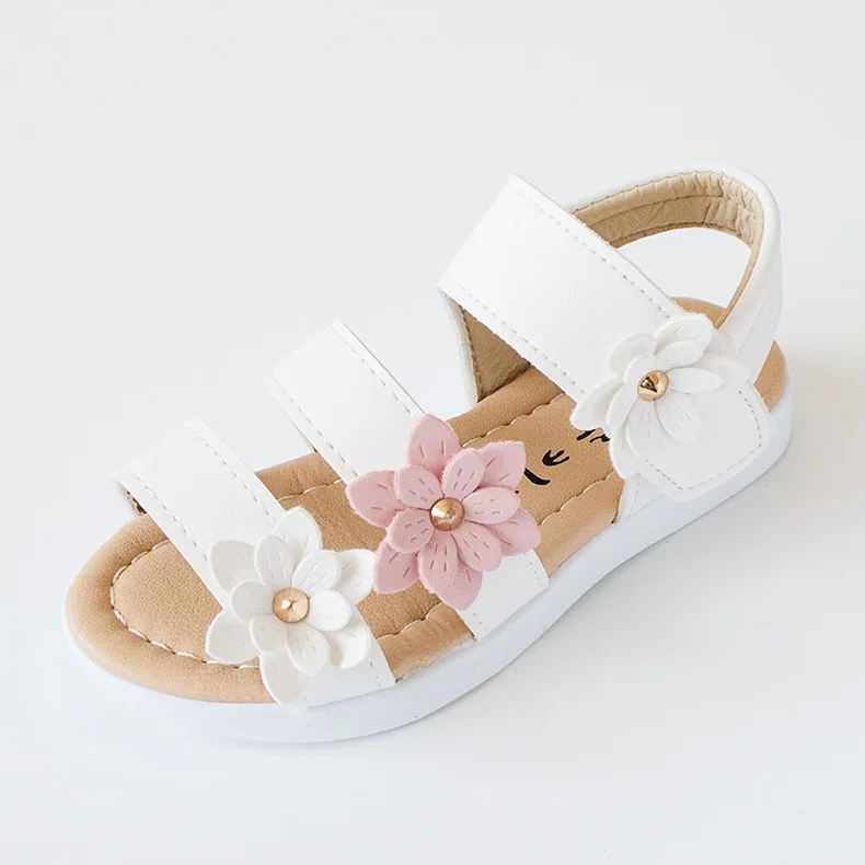 

Girls Sandals Princess Shoes 2021 Summer New Children's Beach Shoes Baby Flower Shoes Size 21-30