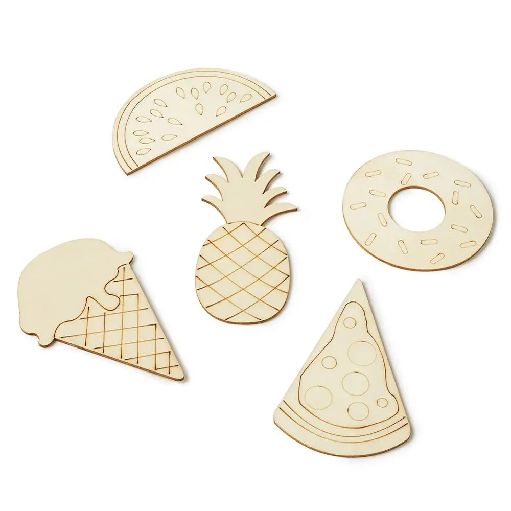 

25pc Mixed Shape Watermelon Fruit Pizza Wood Slice Wood Cabochons for DIY Decorations Embellishment Making Ornaments Accessories