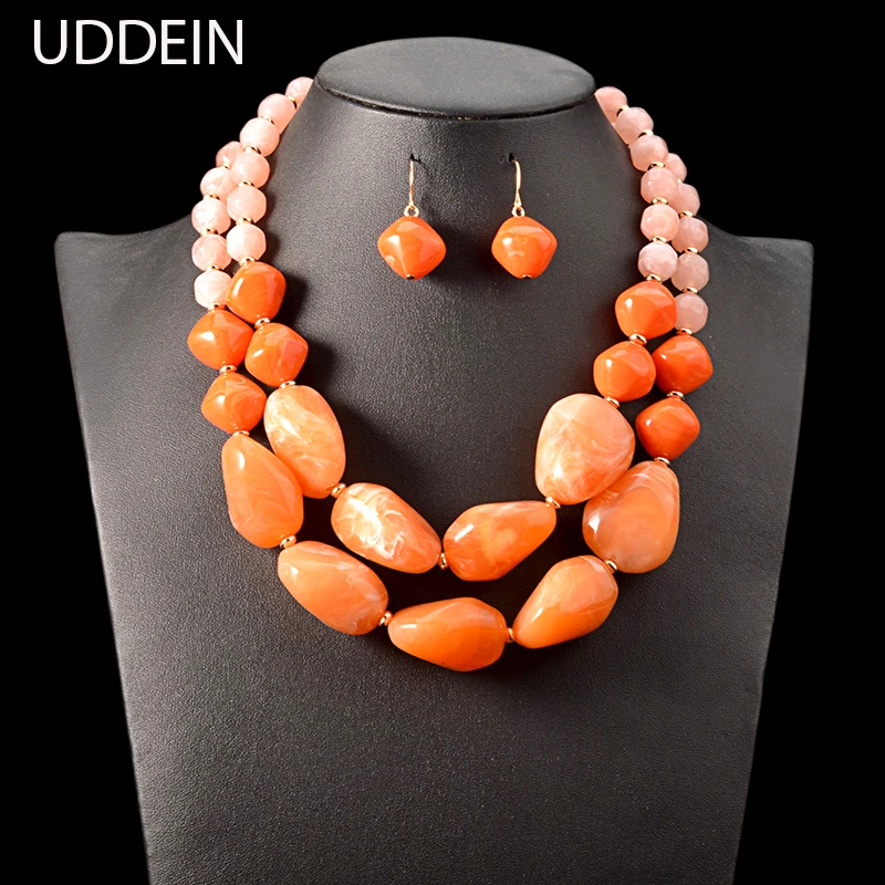 Африканские наборы ожерелий большие каучуковые драгоценные камни эффектные