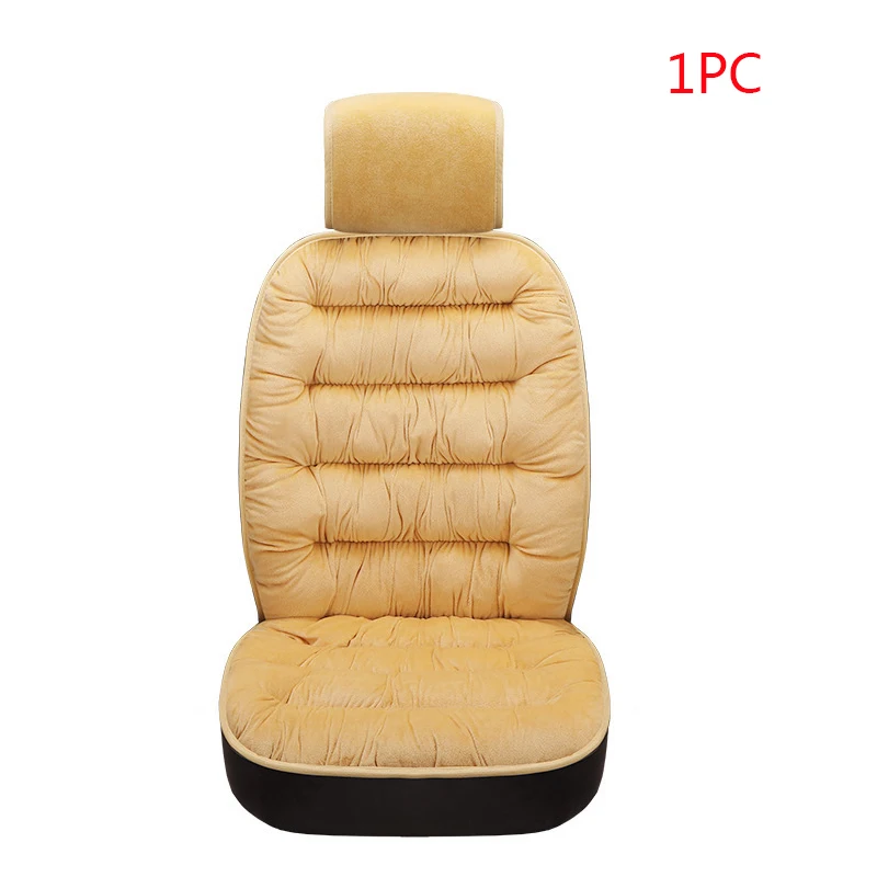 Beige 1pc Хлопковые Чехлы для автомобильных сидений, автомобильные теплые плюшевые чехлы для сидений, чехлы для автомобильных сидений, протектор для зимних и осенних чехлов, аксессуары для подушек - Название цвета: Beige 1pc