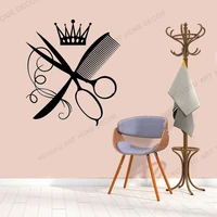 diy haircut wall decal comb scissors crown hairdresser beauty salon decor vinyl window sticker hairstyle design mural q92
