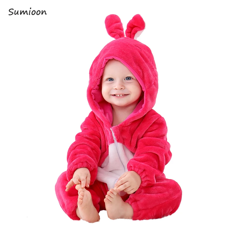 Rose red rabbit Комбинезон для новорожденных; комбинезон для маленьких мальчиков и девочек; одежда для малышей; пижамы для младенцев; зимняя одежда для малышей; комбинезон костюмы для малышей - Цвет: Rose red rabbit
