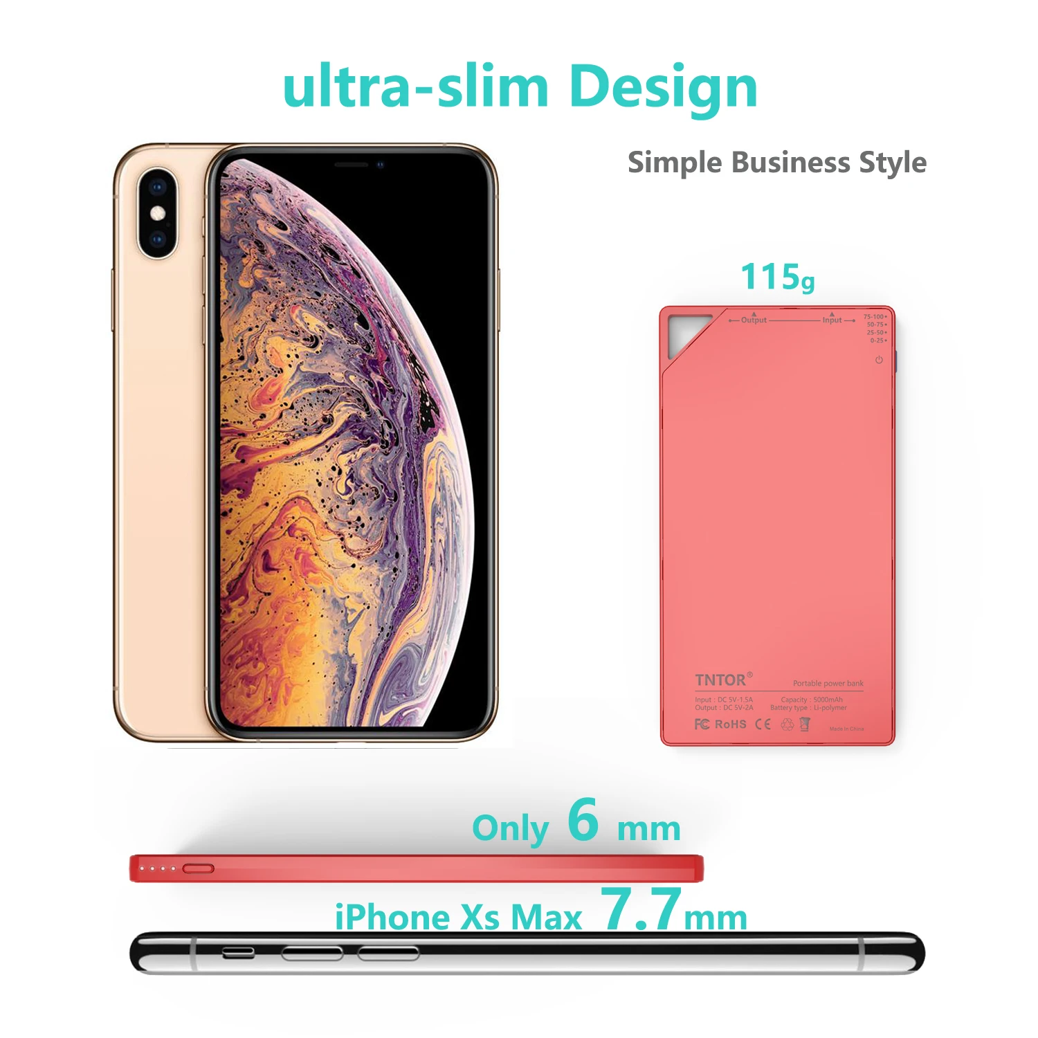 Ultra Thin Power Bank 5000mAh Thinnest Wallet Portable Fast Quick Card for iPhone Xiaomi mi | Электроника