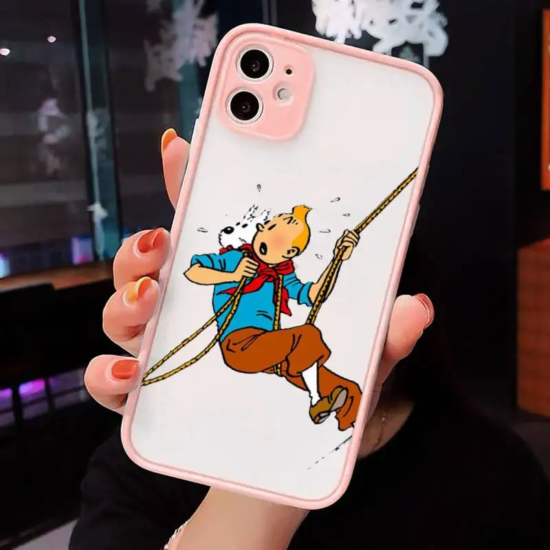 

The Adventures of Tintin Phone Cases Matte transparent For Pink iPhone 12 Mini 11 Pro XR XS Max 7 8 Plus X Back Cover
