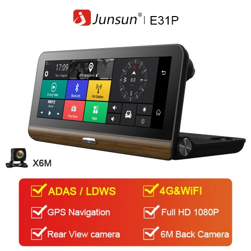 E31P 6M Back Camera Junsun E31P Pro Автомобильный видеорегистратор Камера 4G ADAS 7,8" Android OS gps навигатор регистратор видео видеорегистратор с двумя камерами s morror - Название цвета: E31P 6M Back Camera