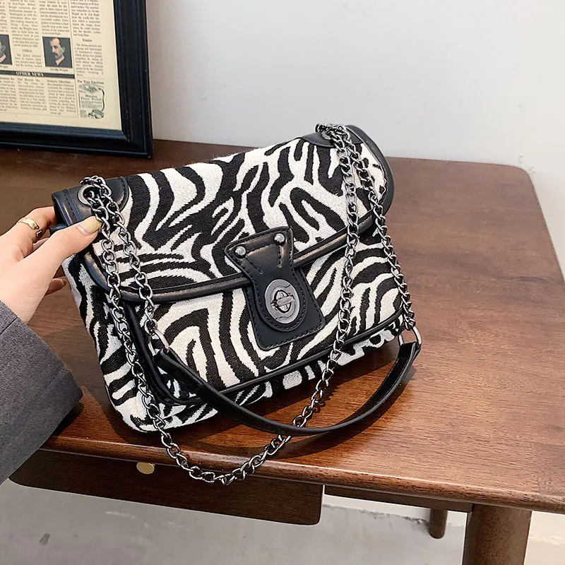 

Fashion Zebra pattern Square Armpit bag Canvas Women's Designer Handbag High capacity Shoulder Messenger Bag