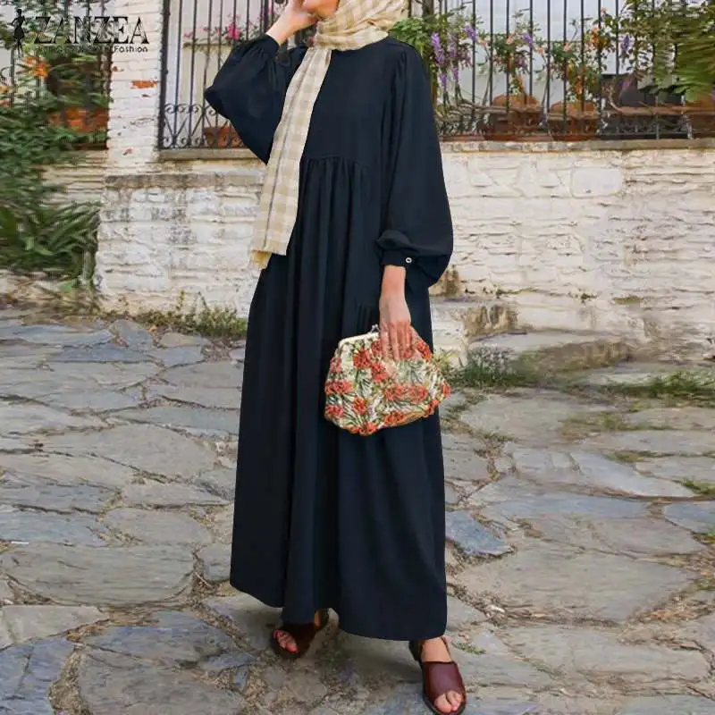 Платье ZANZEA Abaya в стиле турецкого хиджаба мусульманский Ретро сарафан с длинными