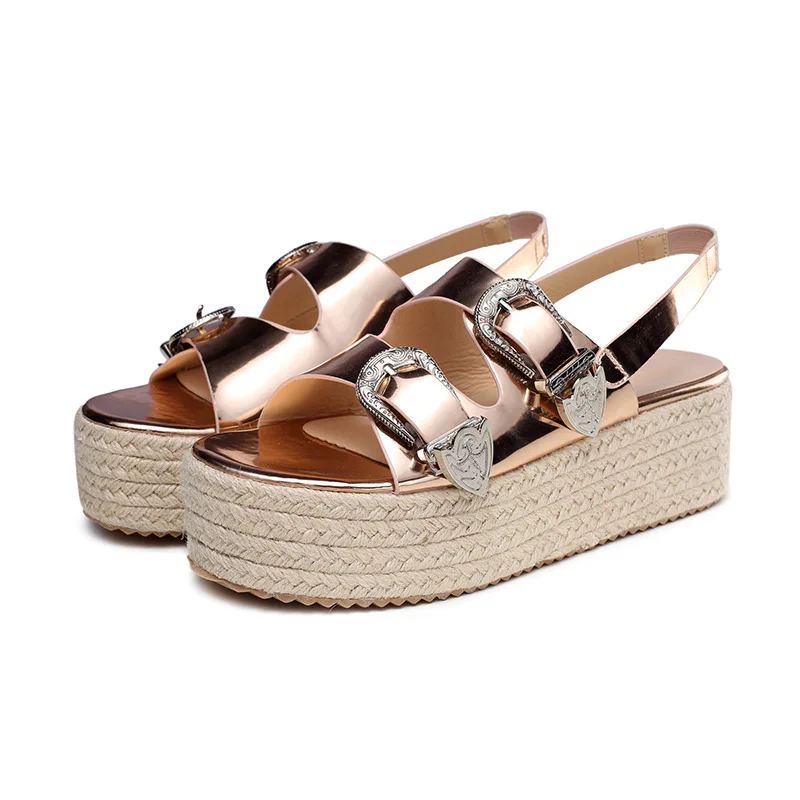 Криперы на толстой подошве с круглым носком женские сандалии Повседневная