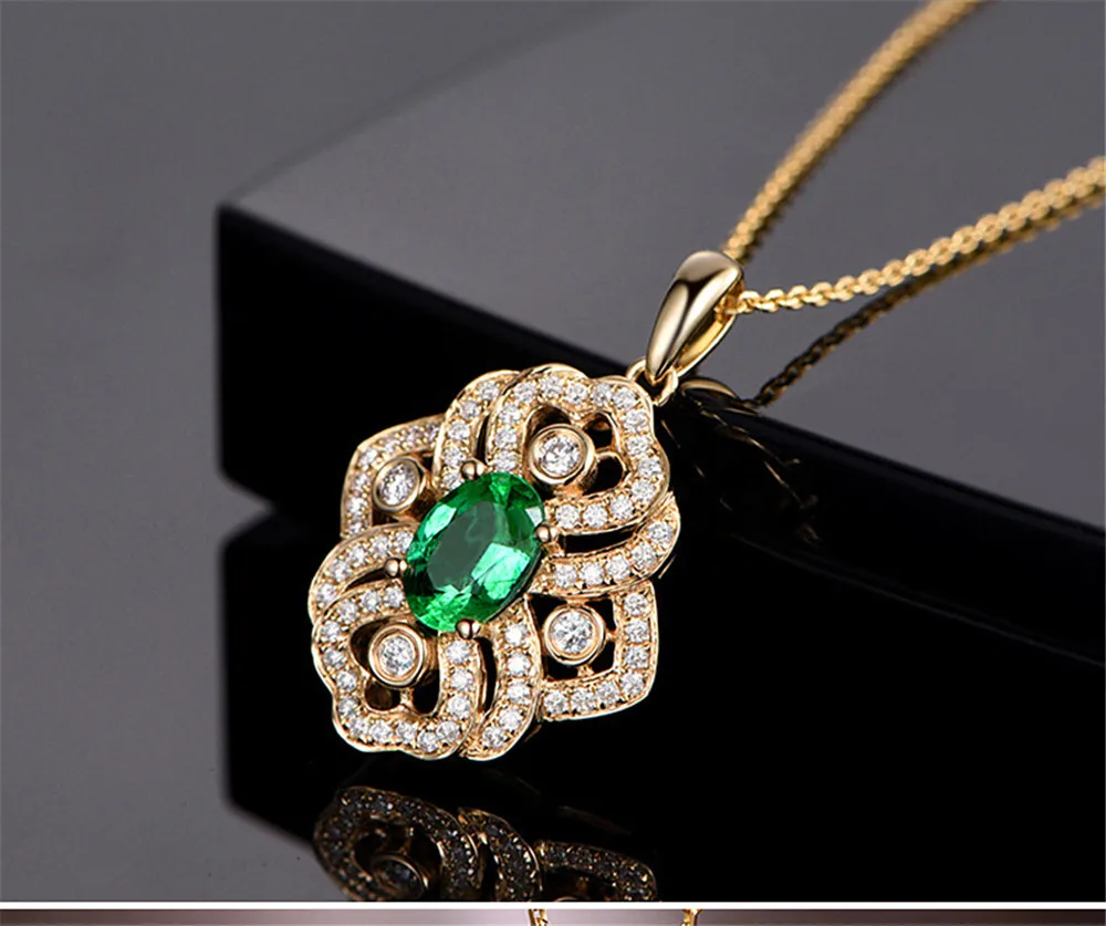 Изумруды в виде кулона ожерелья для женщин femme 18k Золото Тон колье цепи вечерние