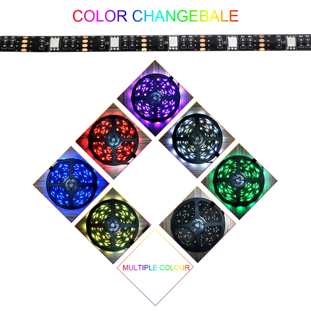 DC5V USB Светодиодные ленты 5050 RGB 50 см, 1 м, 2 м, ТВ фонового освещения Flexibe светодиодный свет полосы 30 светодиодный s/M клейкая упаковочная лента