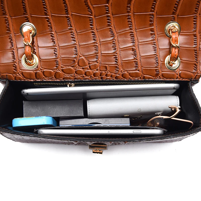 Роскошная крокодиловая сумка женские сумки мессенджеры кожаные Стеганая