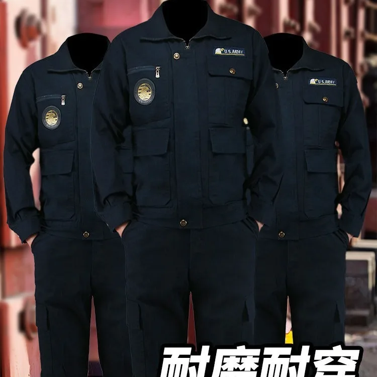 

Pure Cotton Spring and Autumn Work Clothes Men 's Stain -Resistant Dustproof Labor Protection Welding Anti-Scald Building Wear-R