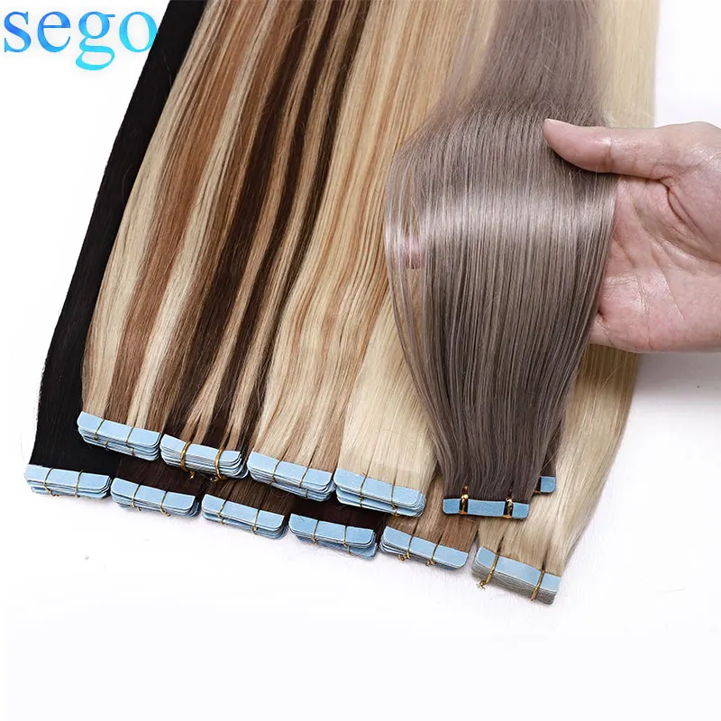 SEGO 12 " 24" 2 5 г/шт. 20 шт. пряди волос на ленте Реми волосы Клейкой Ленте