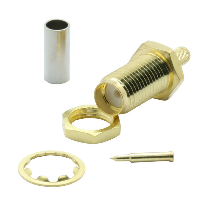 100 шт./лот RP SMA Гнездовой радиочастотный разъем позолоченная перегородка
