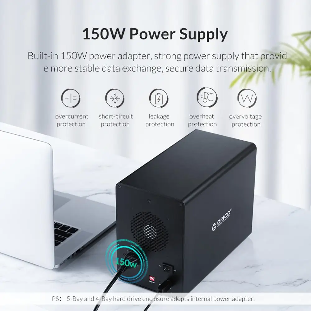 ORICO 35 Series 4 bay 3 5 дюйма USB3.0 с RAID HDD ограждение алюминиевый док станция 64 ТБ 150 Вт
