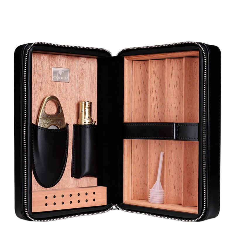 COHIBA кедрового дерева коричневый хьюмидор путешествия Портативный кожаный