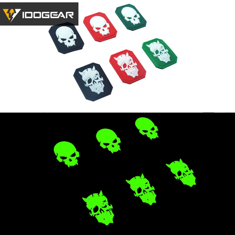 IDO GEAR люминесцентный ПВХ череп боевой патч значки военный страйкбол тактическое