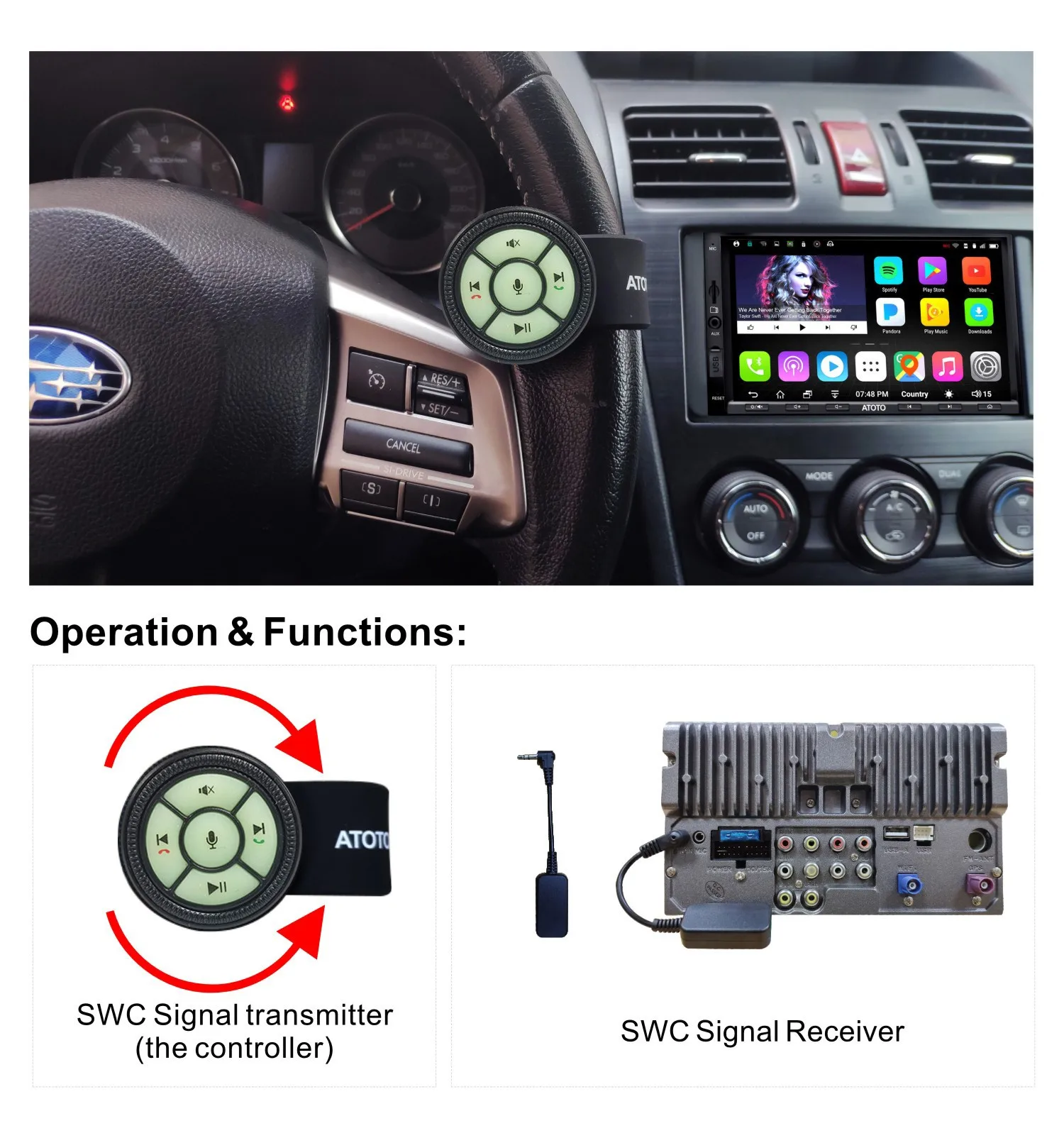 Обновленная версия AC 44F5 6 кнопок ремешок Стиль Беспроводной рулевого колеса