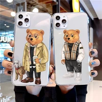 cute fashion bear silicone phone case for iphone 12 11 13 pro max 12mini 7 8 plus x xr xs max transparent soft case
