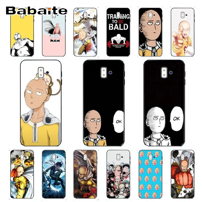 One Punch Man Черная мягкая крышка чехол для телефона samsung Galaxy j6 plus A6 A8 A9 A10 A30 A50
