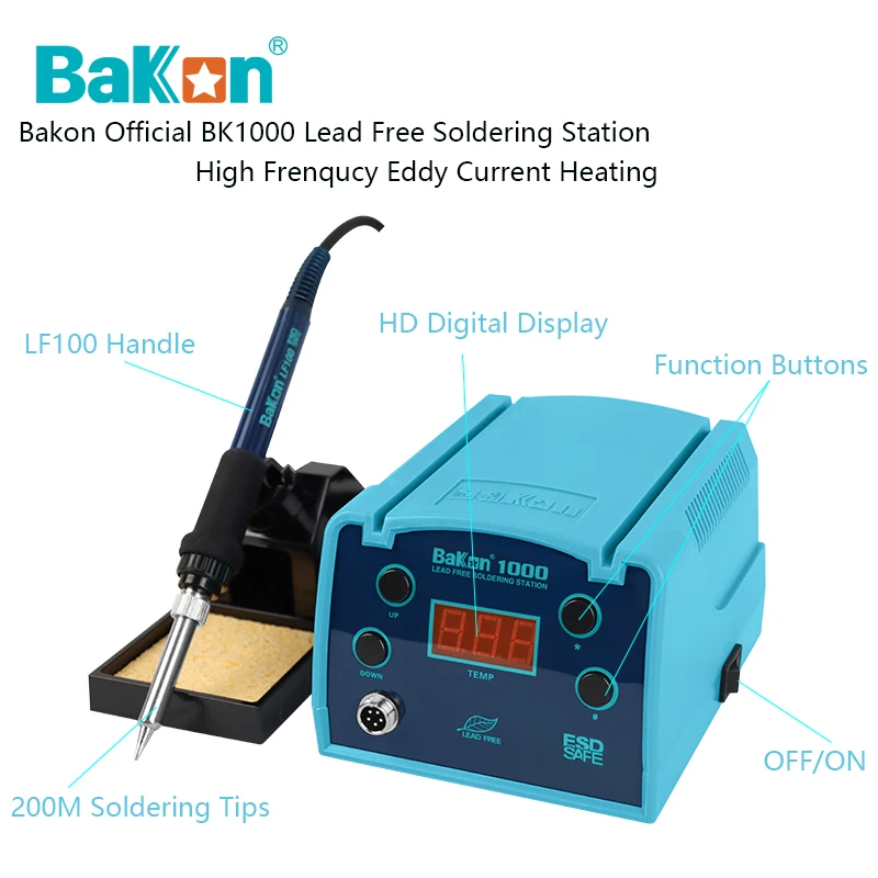 

Bakon Official BK1000 Soldering Station Lead Free SMD Repair Tools 90W Rapid Heating DIY Welding Station Solder Rework ESD