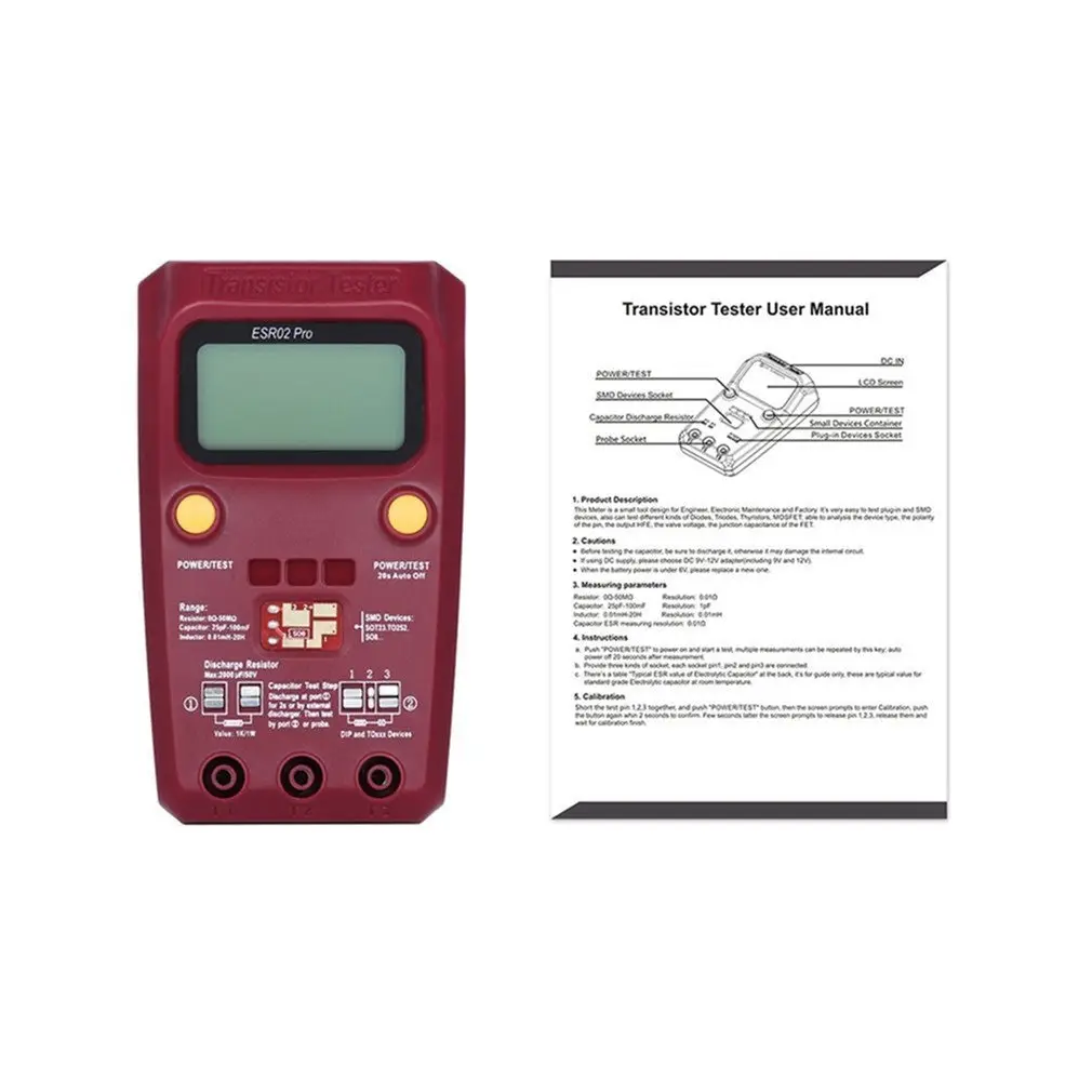 

BSIDE ESR02 Pro Multi-purpose Transistor Tester Diode Triode Capacitance Resistor Meter LCD ESR Meter MOS/PNP/NPN SMD Tester