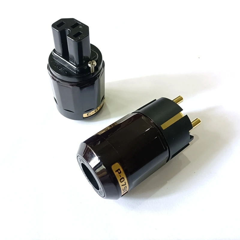 Hi-Fi аудио Пара Позолоченные C-079 разъем IEC + P-079E Schuko Eu Мощность переходник для AC шнур