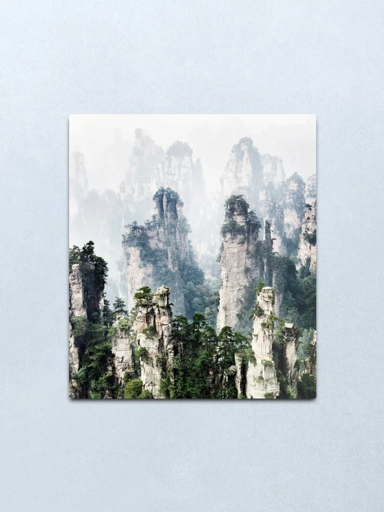 

Floating mountains Zhangjiajie National Forest Park art photo print Metal Print Tin Sign Bar Home Wall Decor Metal Art Poster