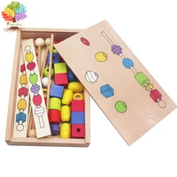 treeyear montessori for kid children educational toys wooden colorful shape stick beading toys gifts for baby 2 year