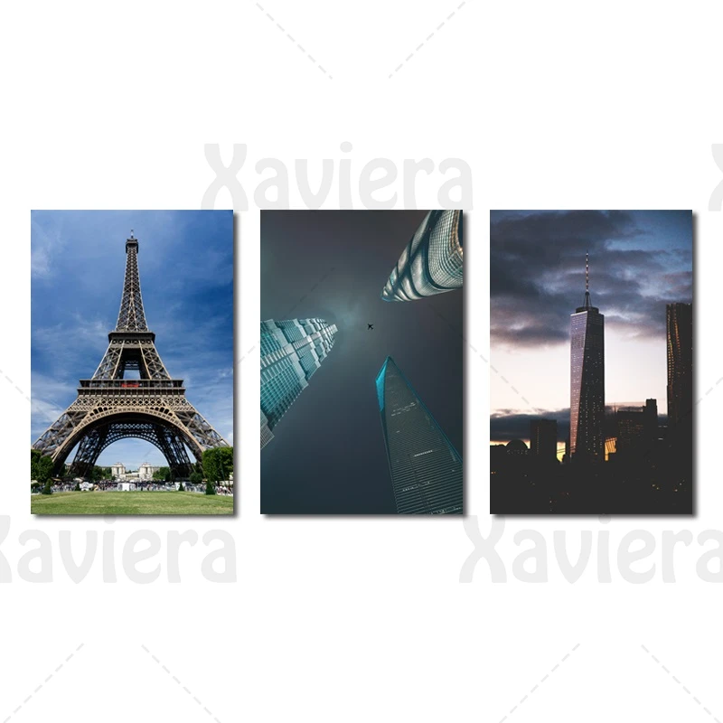 

Home Decoration Eiffel Tower Empire State Building Canvas Painting World City Landscape Print Modern Style Architectural WallArt