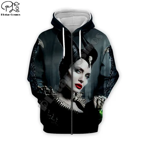 Мужская и Женская толстовка Maleficent Mistress of Evil Movie 3d, Модный пуловер Харадзюку, толстовка на молнии, куртка с длинным рукавом, топ, пальто 08 - Color: zip hoodie