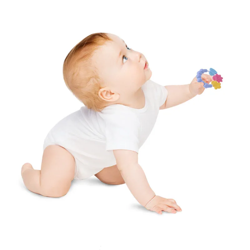 

1pcs Baby Rattles Newborn Baby Rattles Teether Toy Teeth Biting Babies Toddler Bed Bell Cartoon Silicone Handbell Jingle